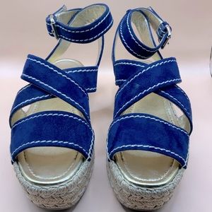 Prada Size 8.5B Blue Suede Sandal
